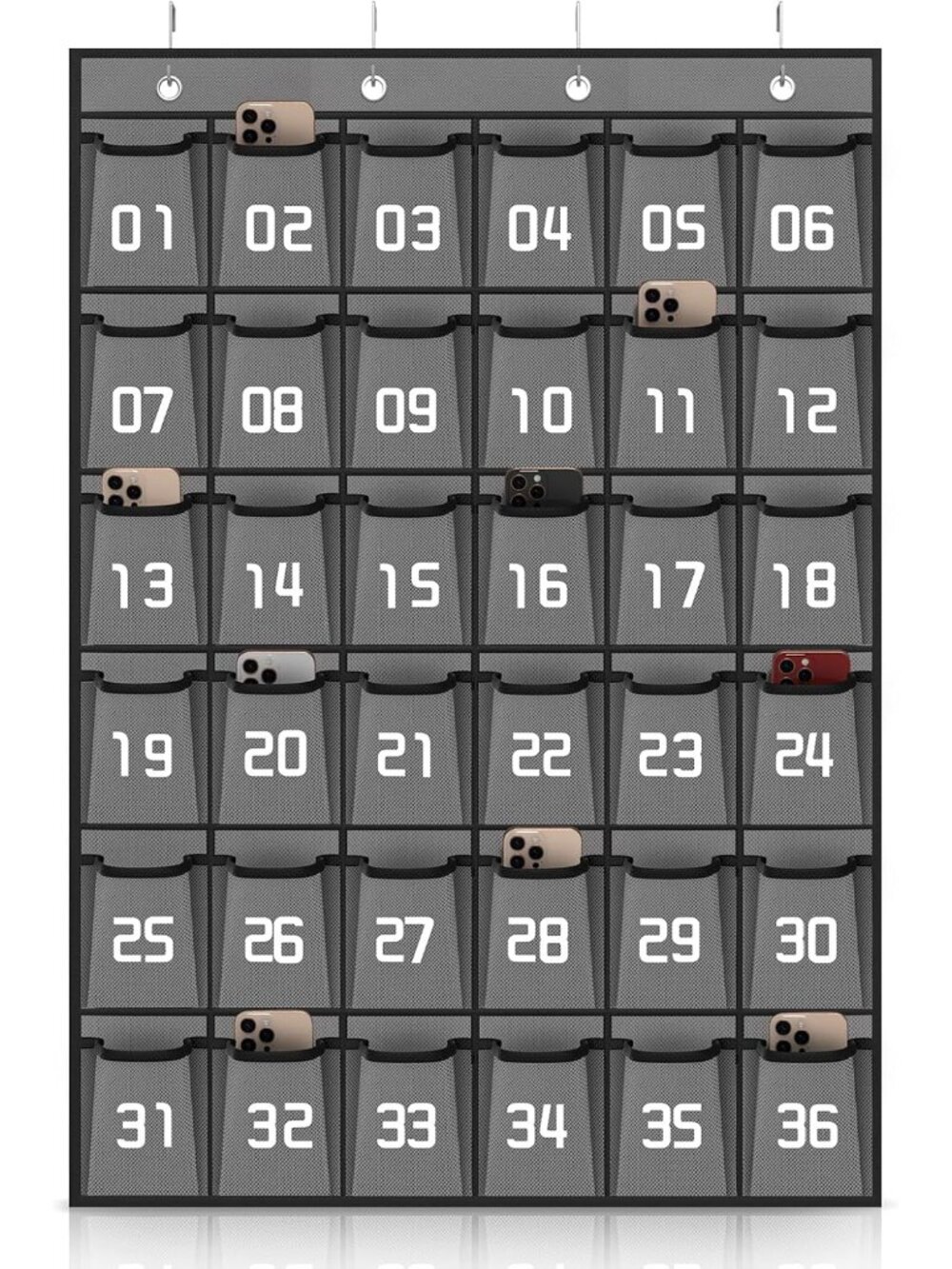 36 Numbered Pockets Classroom Pocket Chart for Cell Phone Holder